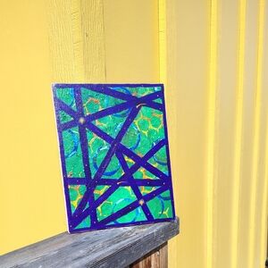 Abstract Blue and Green Canvas Art